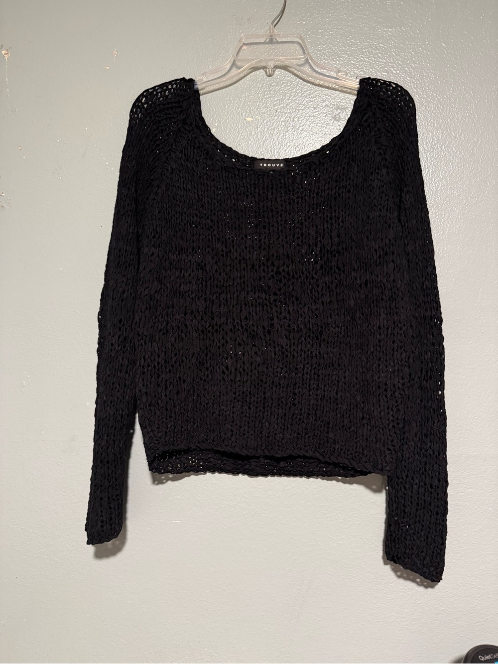 TROUVE black boho crochet oversized sweater size S